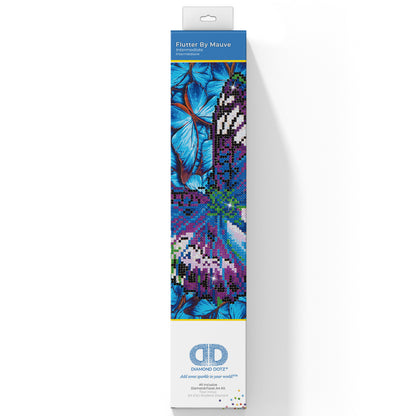 Diamond Dotz Flutterby Mauve diamond painting kit packaging showing the finished design
