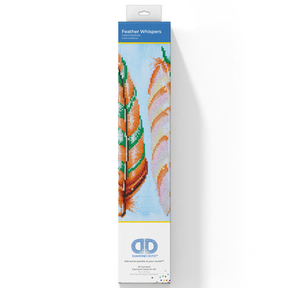 Diamond Dotz Feather Whispers diamond painting kit packaging showing the finished design