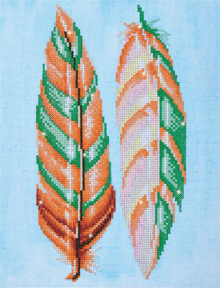 Diamond Dotz Feather Whispers diamond painting kit packaging showing the finished design