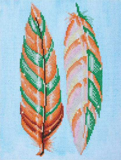 Diamond Dotz Feather Whispers diamond painting kit packaging showing the finished design