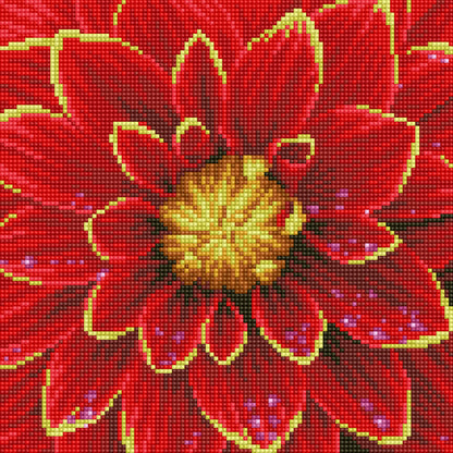 Diamond Dotz Dahlia diamond painting kit packaging showing the finished design