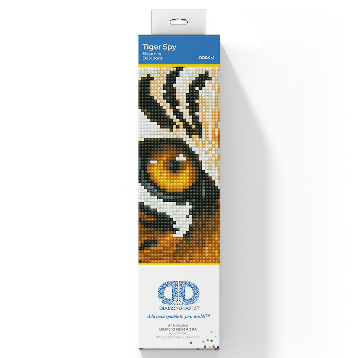 Diamond Dotz Tiger Spy diamond painting kit packaging showing the finished design