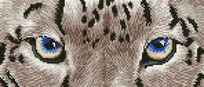 Diamond Dotz Snow Leopard Spy diamond painting kit showing a snow leopard