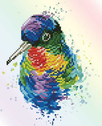 Diamond Dotz Rainbow Feathers diamond painting kit showing rainbow coloured feathers