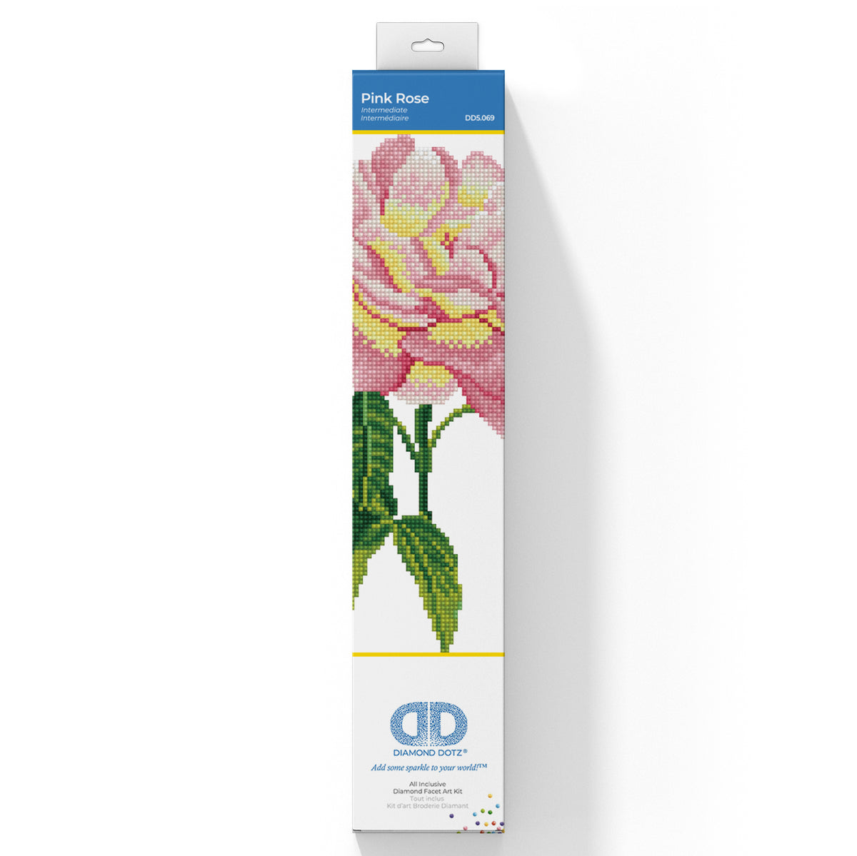Diamond Dotz Pink Rose diamond painting kit showing a pink rose