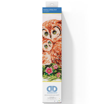 Diamond Dotz Mother & Baby Owl diamond painting kit showing a mother owl and baby owl