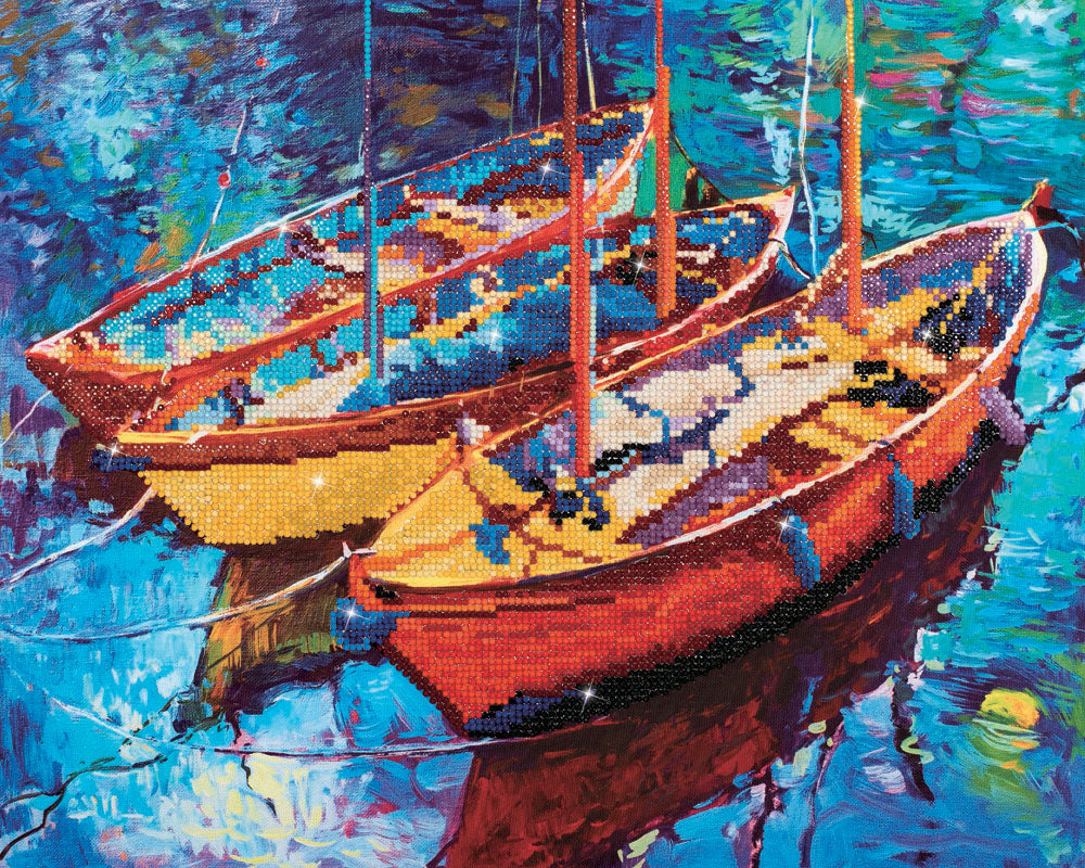 Diamond Dotz Dream Boats diamond painting kit showing the finished design