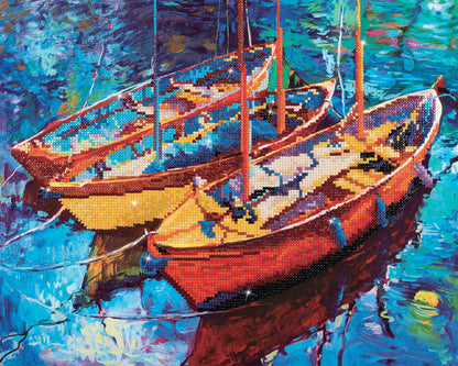 Diamond Dotz Dream Boats diamond painting kit showing the finished design