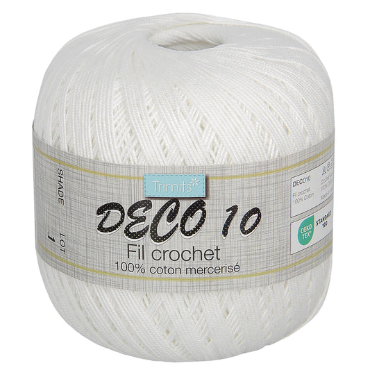 Ball of white Trimits Deco 10 yarn