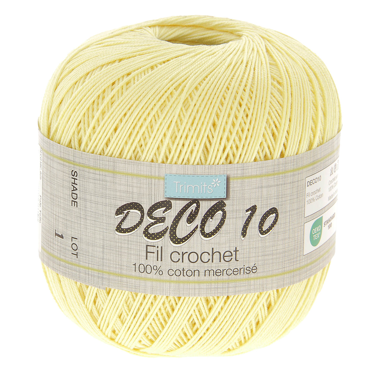 Ball of pale yellow Trimits Deco 10 yarn