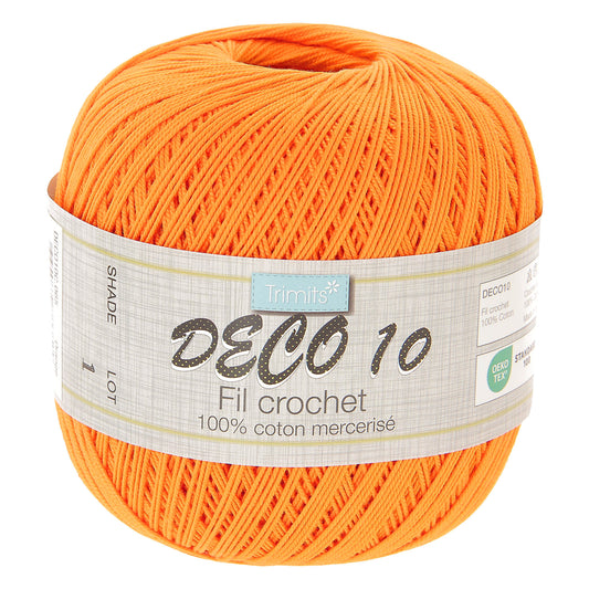 Ball of Trimits Deco 10 yarn in orange