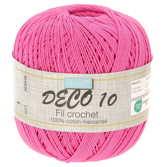 Ball of Trimits Deco 10 yarn in fuchsia pink