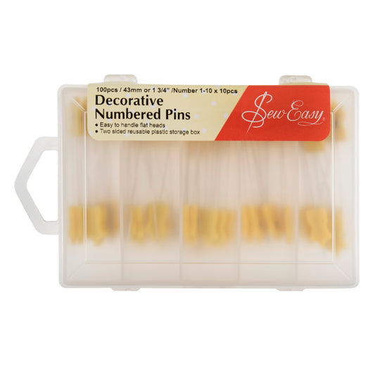 Box of Sew Easy numbered flat-head pins