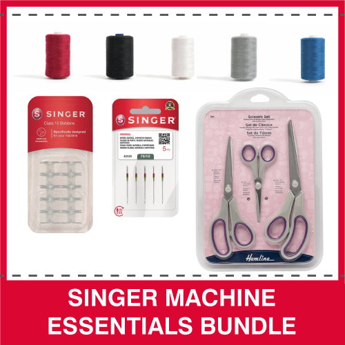 Singer Machine Essentials Bundle - Threads, Bobbins, Needles and Scissor Set
