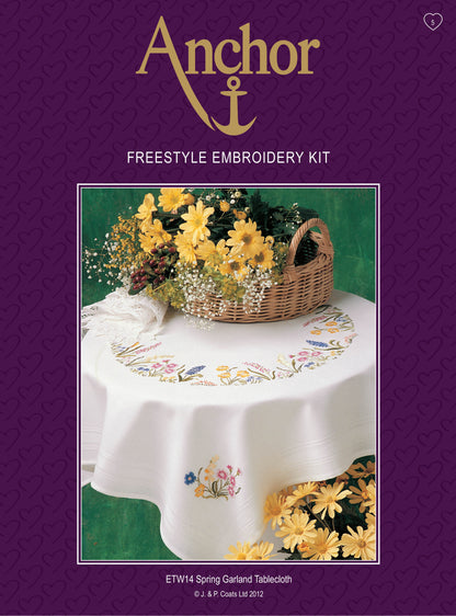 Anchor Spring Garland embroidered tablecloth