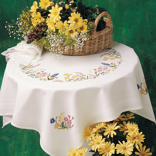 Anchor Spring Garland embroidered tablecloth