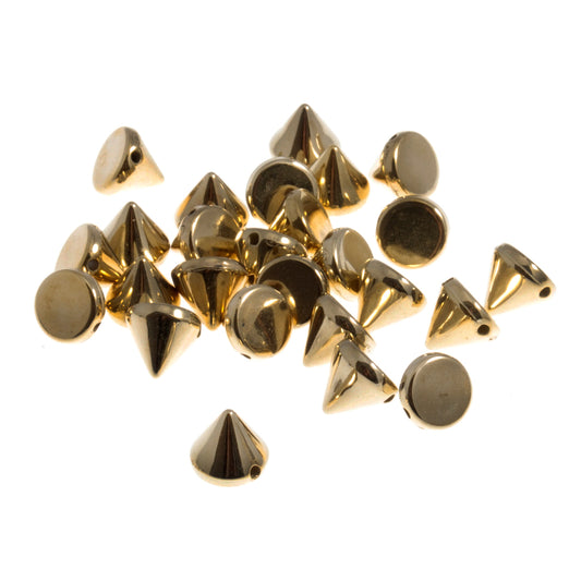 Gold coloured sew-on cone studs