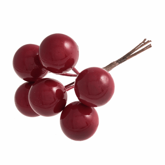 Artificial Red Berry Bunch (Pack of 6 Stems)