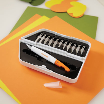 Fiskars precision craft knife with blades in a plastic case
