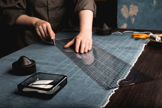 Clear Fiskars patchwork ruler with metric grid