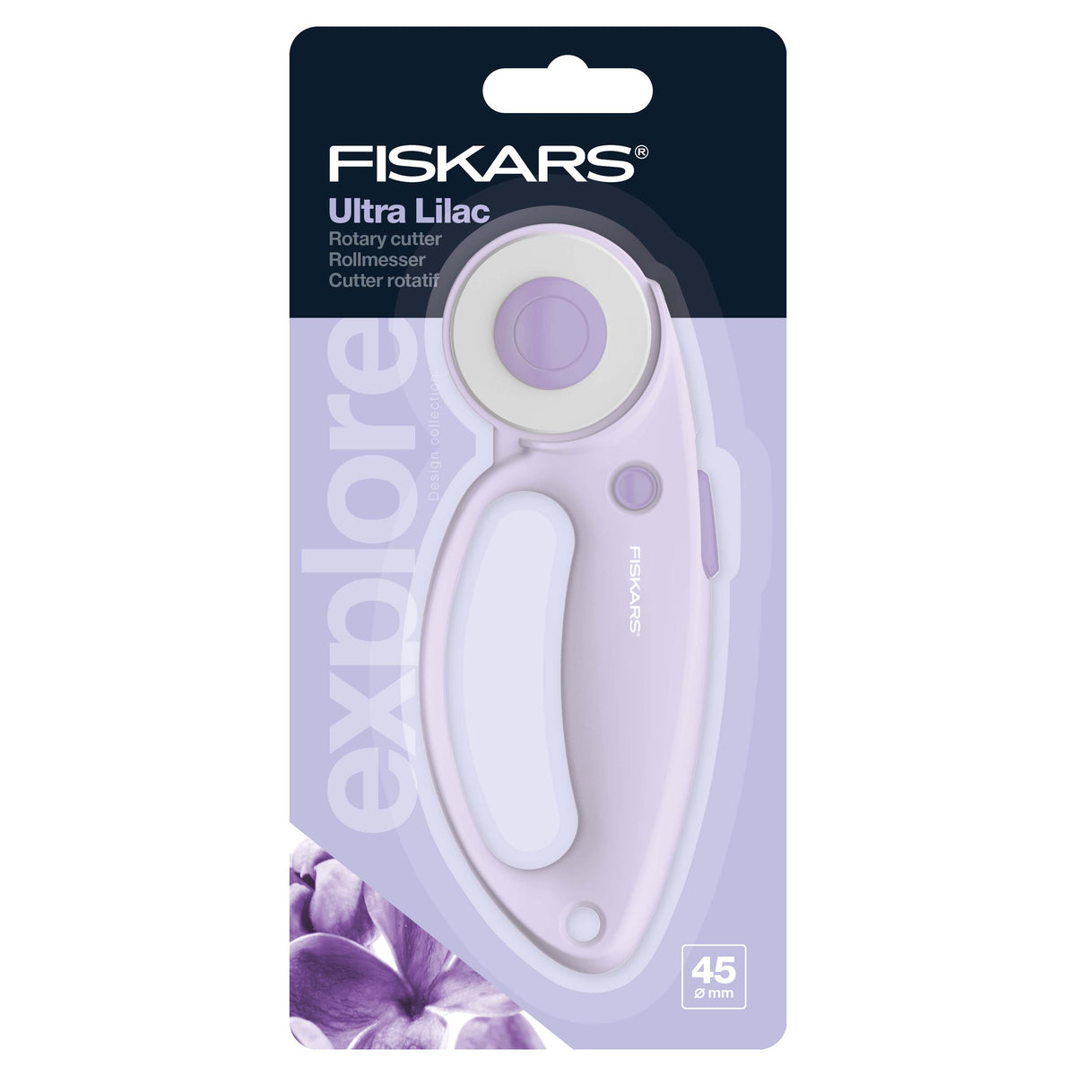 Lilac Fiskars 45mm rotary cutter with loop handle