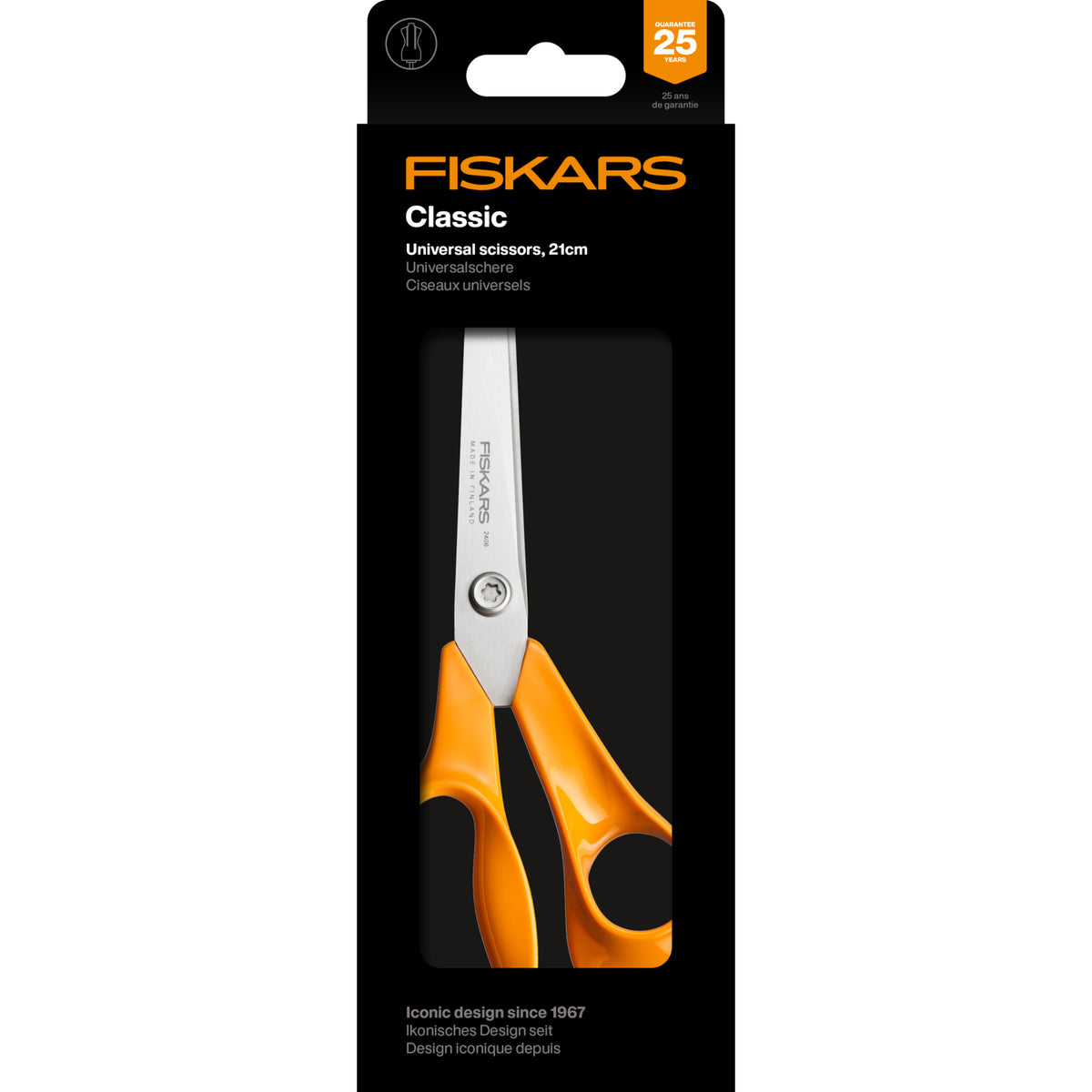 Fiskars Classic 21cm scissors with orange handles