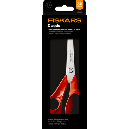 Fiskars Classic 21cm left-handed scissors with orange handles