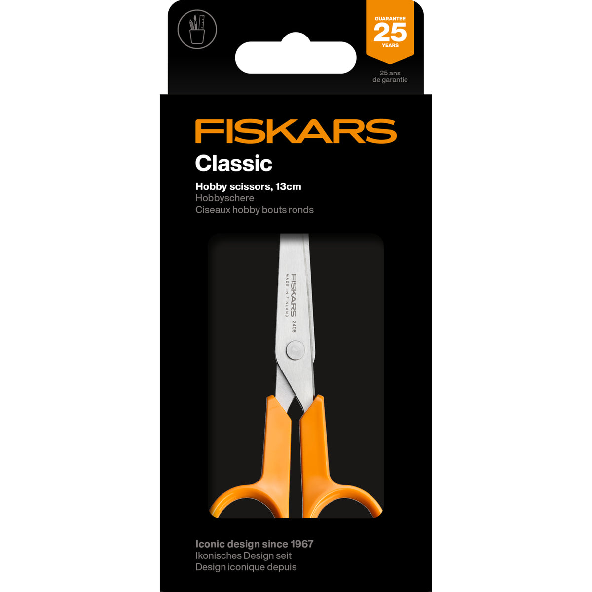 Fiskars Classic 13cm hobby scissors with orange handles