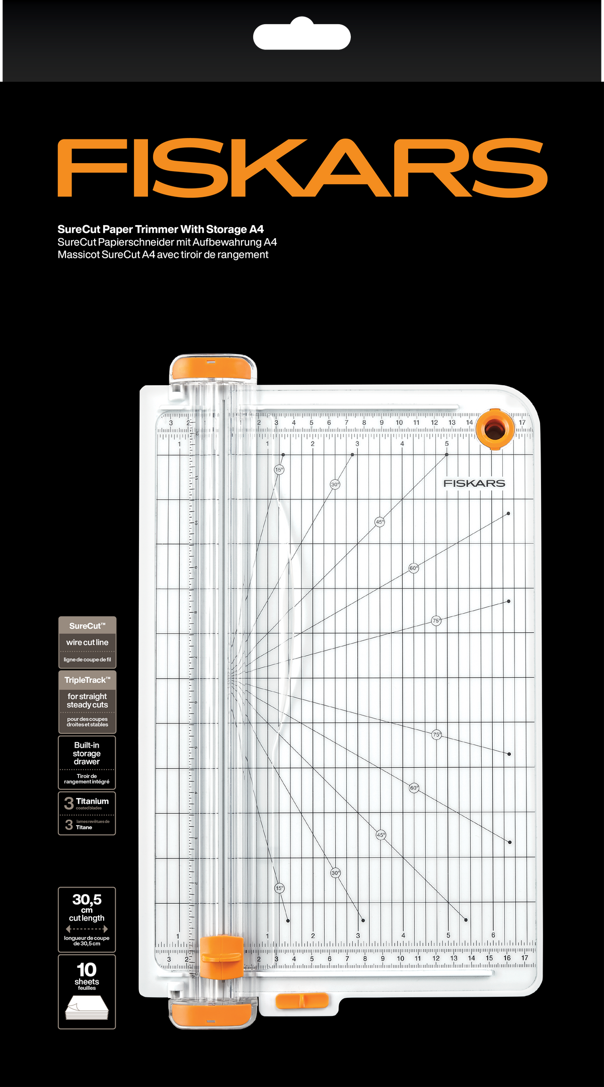 Fiskars SureCut A4 paper trimmer with storage drawer
