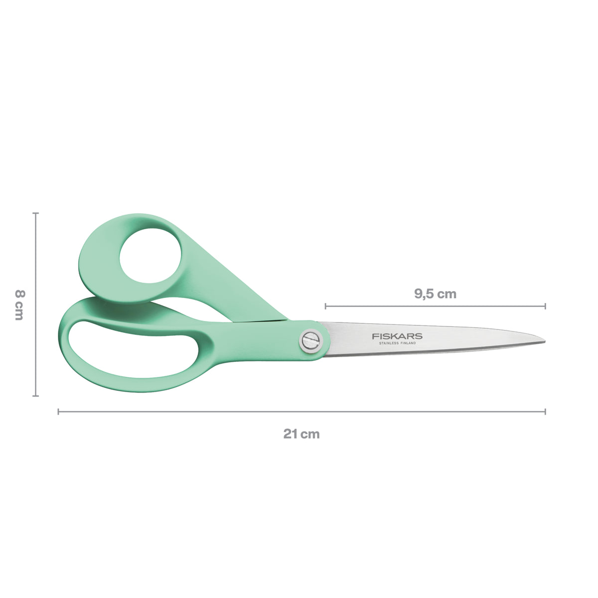 Fiskars 21cm scissors with mint green handles