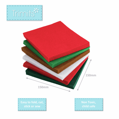 Trimits Assorted Felt Squares 15cm x 15cm (Pack of 42)