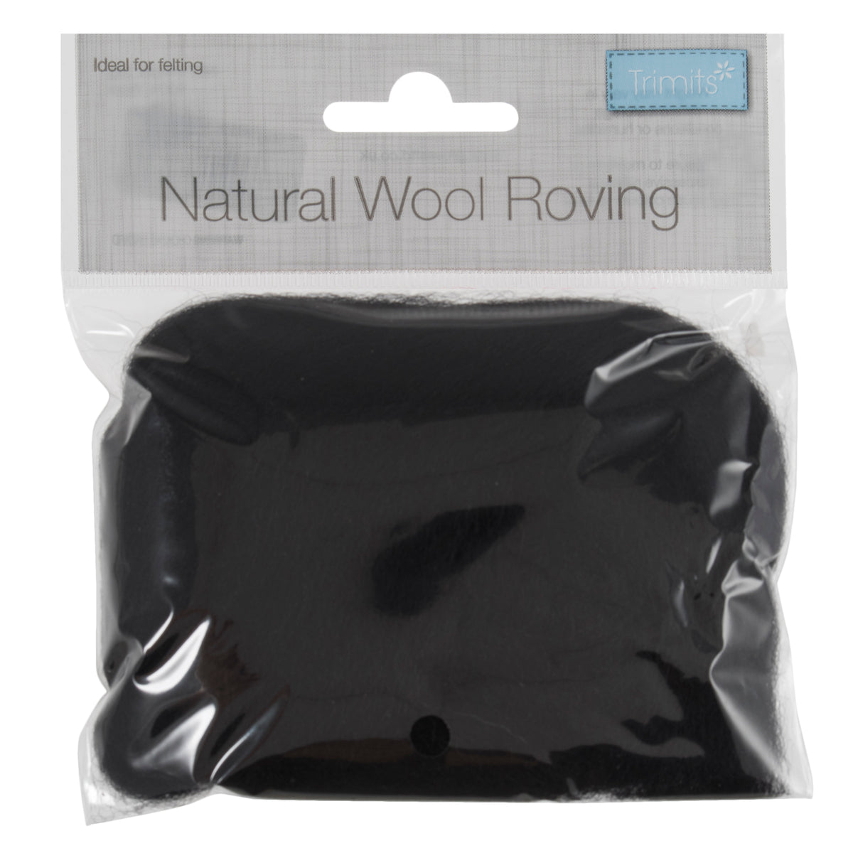 Black natural wool roving