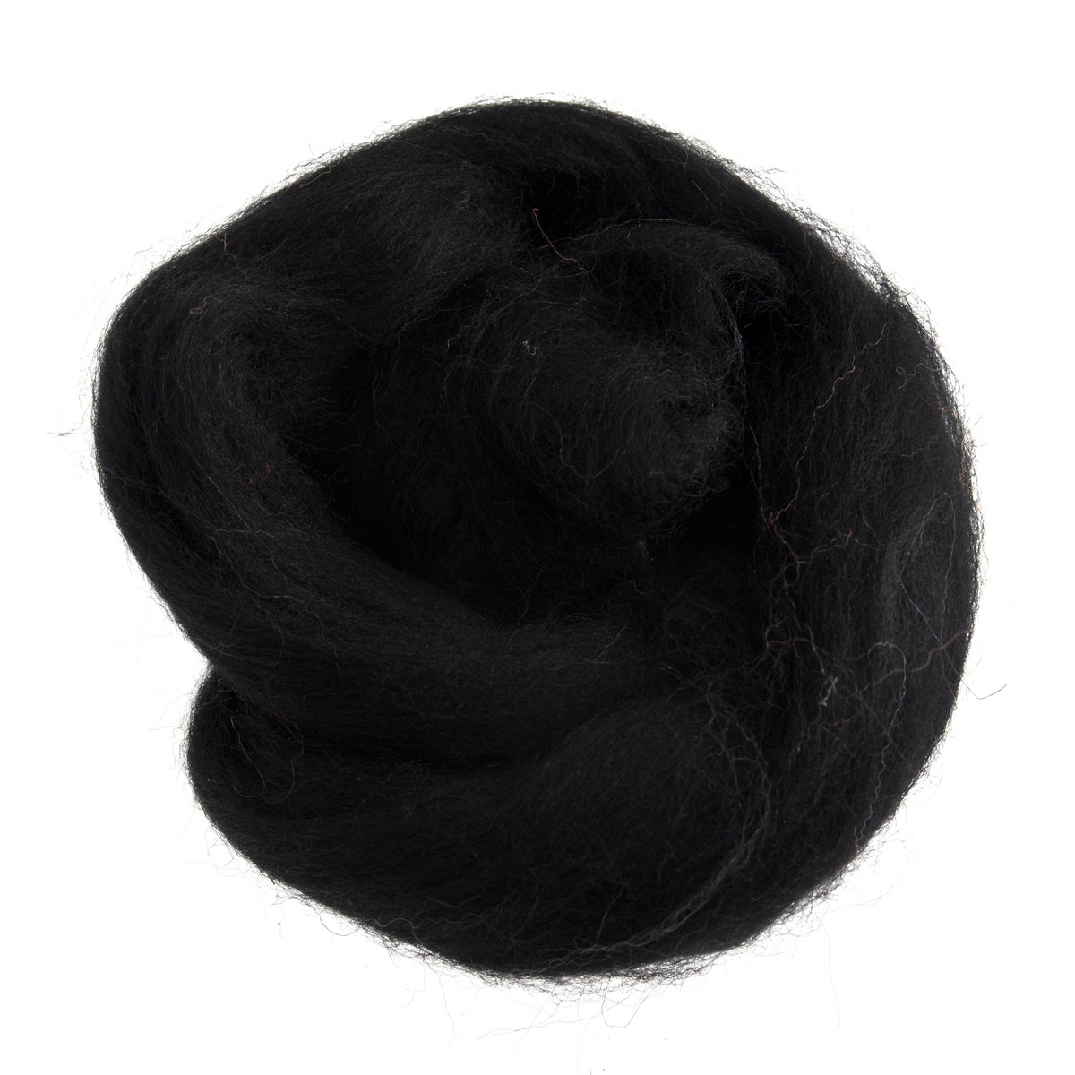 Black natural wool roving