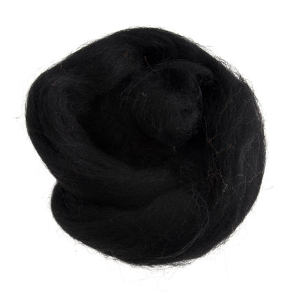 Black natural wool roving