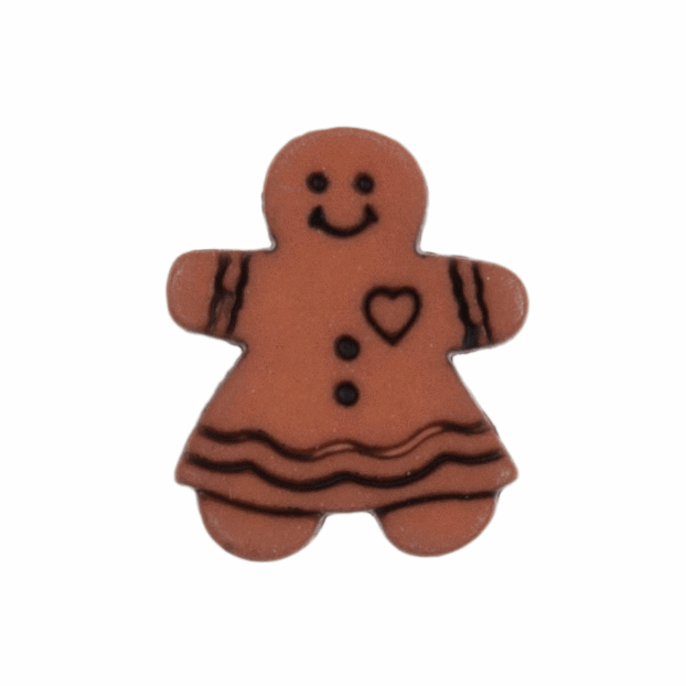 Trimits Gingerbread Woman Christmas Shank Buttons - 18mm (Pack of 25)