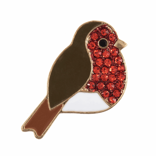Trimits Diamante Gold/Red Robin Shank Button - 25mm (1 Piece)