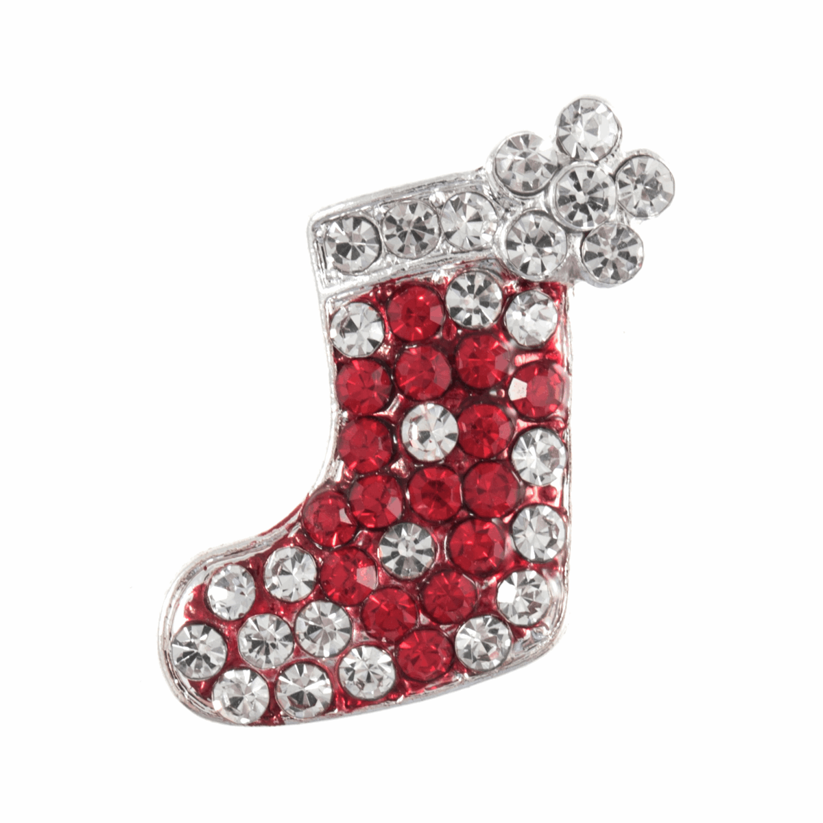 Trimits Diamante Silver/Red Stocking Shank Button - 25mm (1 Piece)