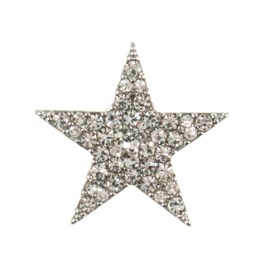 Silver star button with crystal diamantes