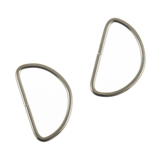 Two silver metal D rings