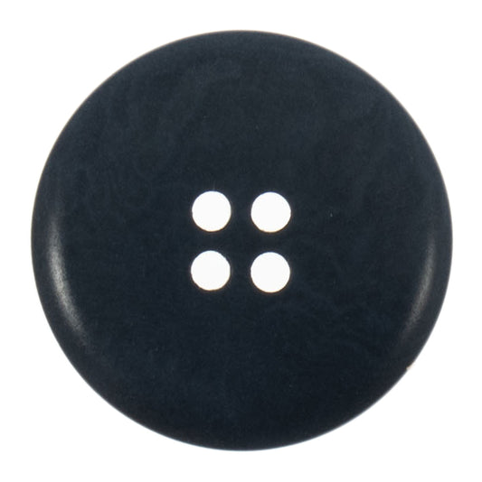 Round navy corozo button with four holes