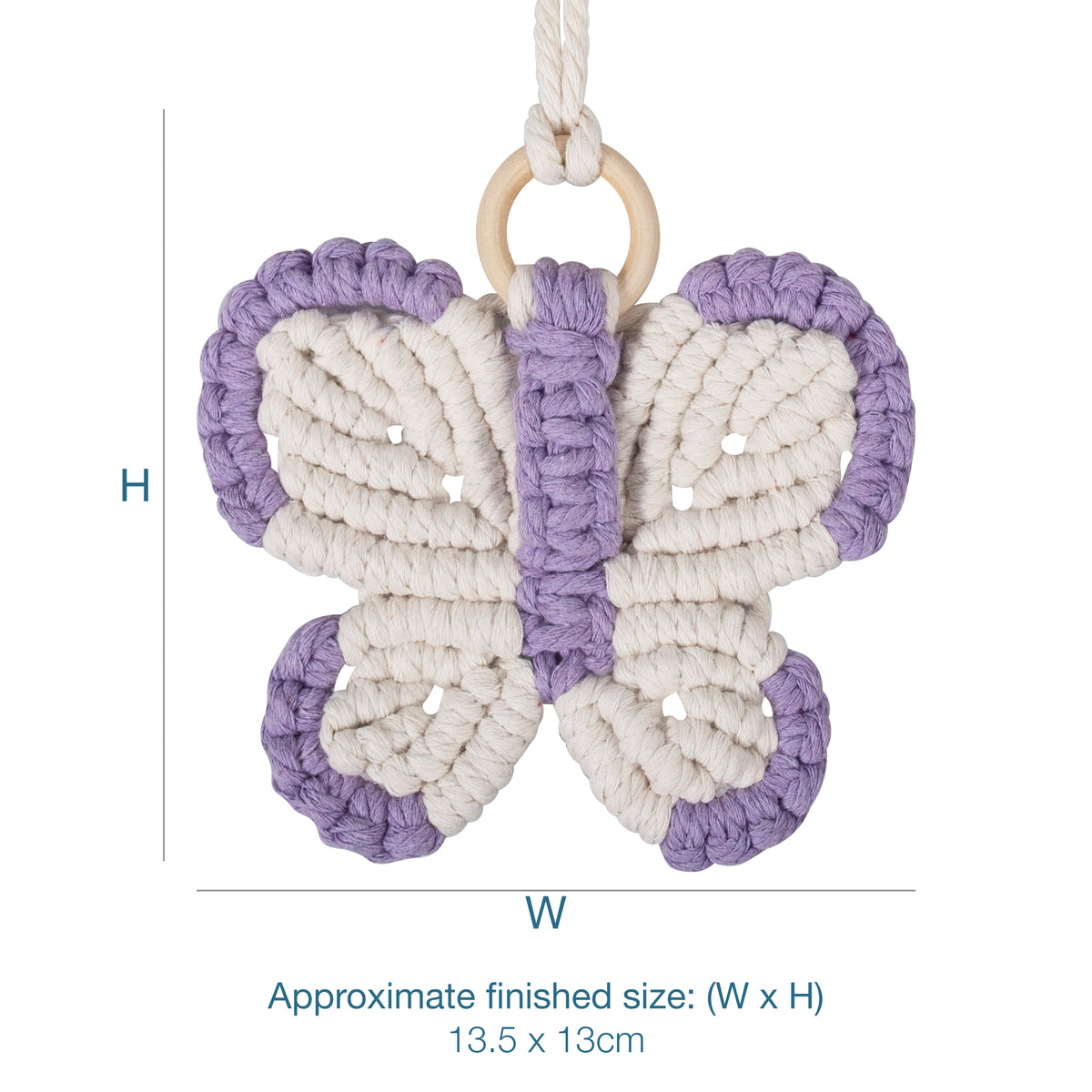 Finished macrame butterfly decoration from the kit