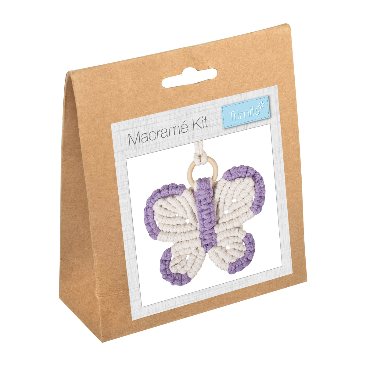 Finished macrame butterfly decoration from the kit