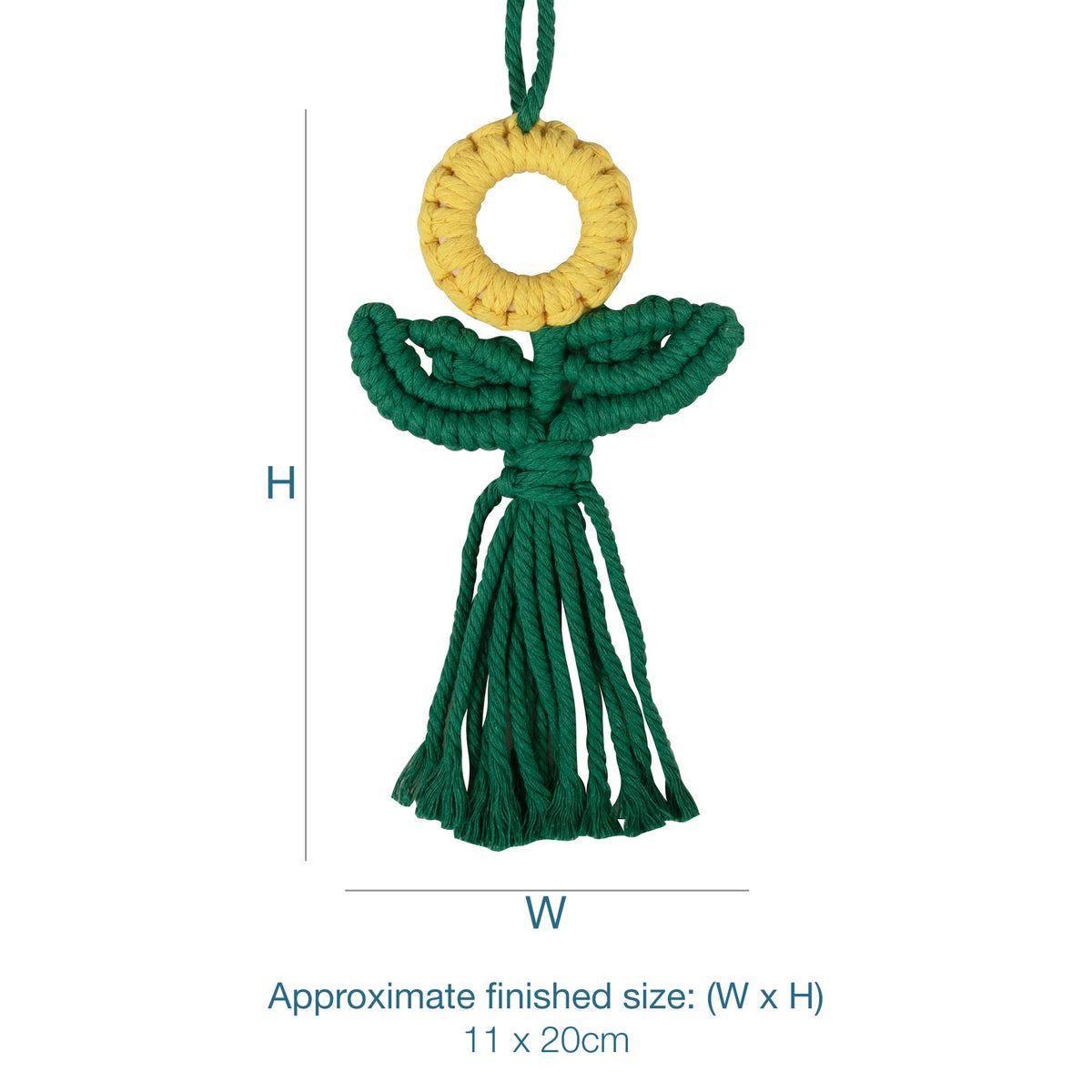 Finished macrame sunflower decoration from the kit