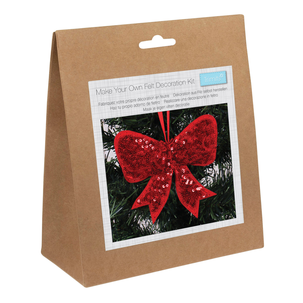 Finished felt christmas sequin bow hanging decoration