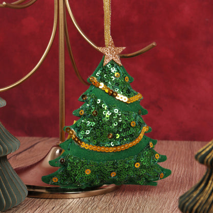 Finished felt christmas sequin tree hanging decoration