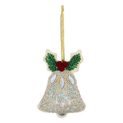 Finished felt christmas beaded bell hanging decoration