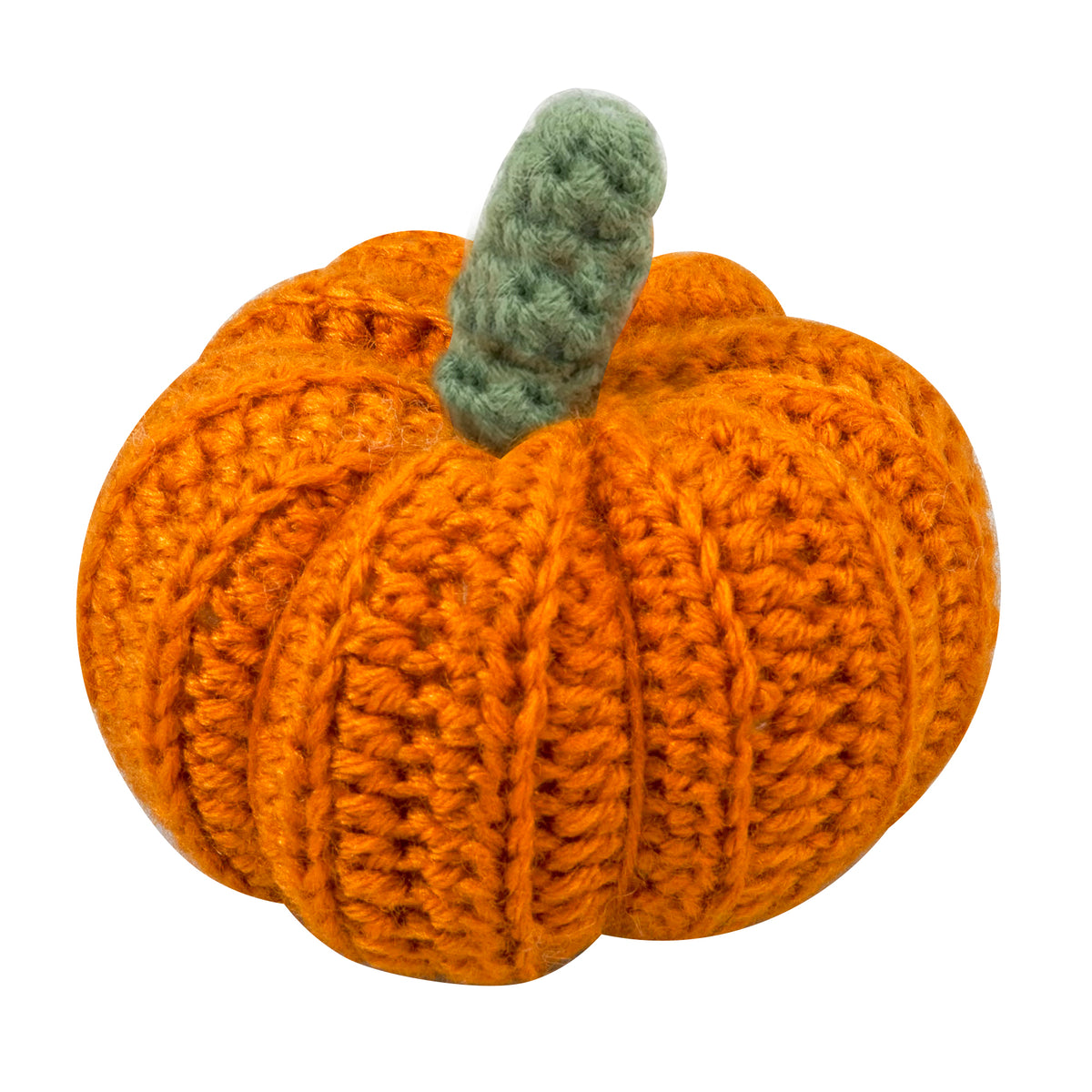 Finished orange crochet pumpkin