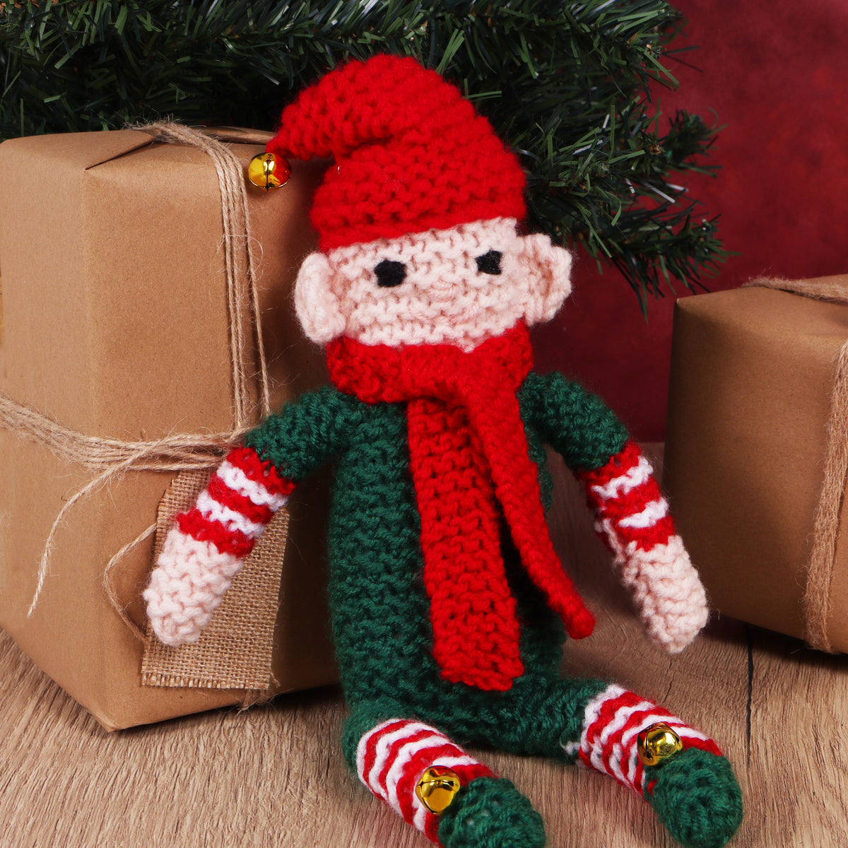 Finished knitted Christmas elf