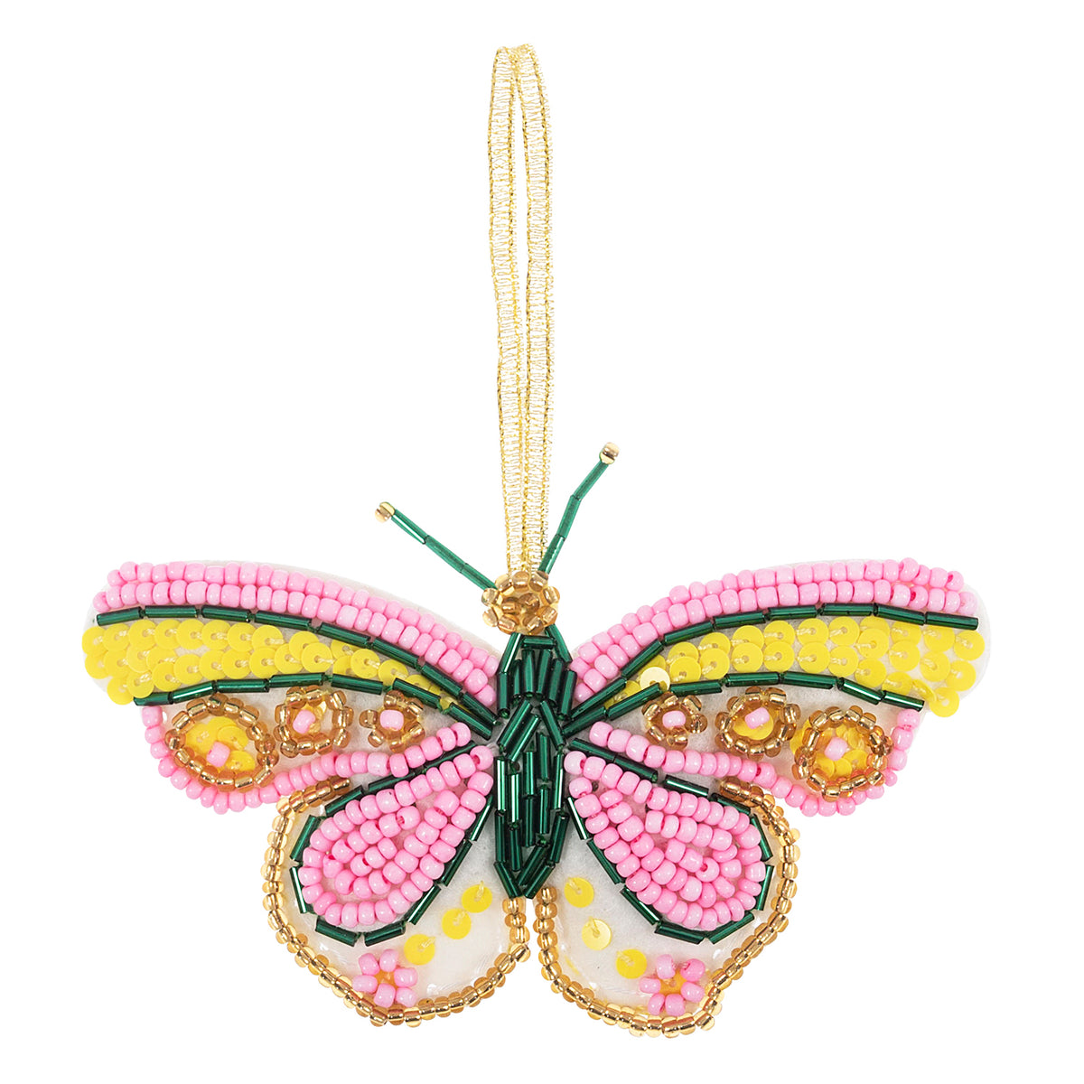 Finished felt beaded butterfly hanging decoration