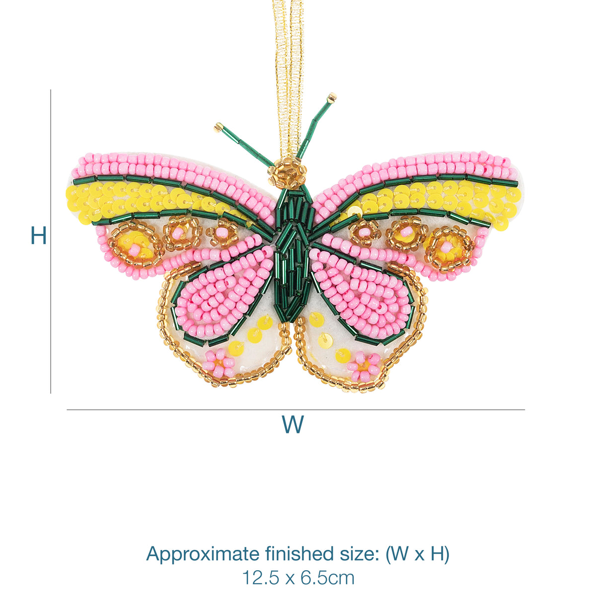 Finished felt beaded butterfly hanging decoration
